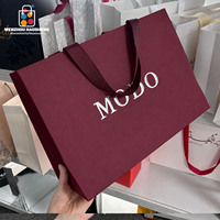 Sac de shopping en papier de luxe personnalisé avec logo en feuille d'argent, poignée en ruban, sac fourre-tout en papier pour boutique de vêtements, emballage cadeau