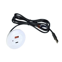 Prise de courant encastrée en plastique pour table, 1 port USB-A et 1 port USB-C, indice de protection IP44, courant 16A