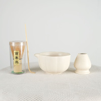 Ensemble cadeau Matcha en céramique crème marbrée, Bol Chawan, Fouet en bambou à 100 dents, Cuillère Chashaku, Support de fouet, Ensemble de rangement pour Matcha