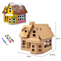 Kit de Manualidades para Colorear, Casa de Juegos de Papel 3D, Casa de Cartón para Pintar y Decorar, Hecha a Mano, para Niños