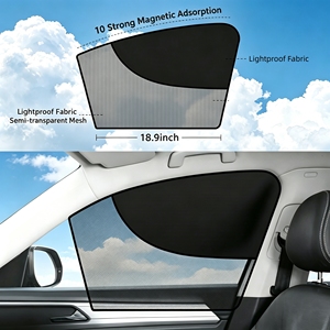 Lot de 4 moustiquaires magnétiques modernes pour vitres de <span class=keywords><strong>voiture</strong></span> (avant et arrière), réutilisables, protection UV et anti-insectes, pour tous véhicules - Product Image 2