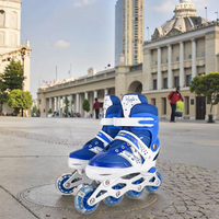 Patins à roulettes en PVC à quatre roues à flash unique, approvisionnement direct du fabricant, pour enfants, avec fermeture à lacets, adaptés aux débutants