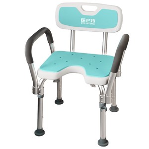 Chaise de douche Medlive avec accoudoirs et dossier, siège en forme de U, capacité de charge de 150 kg, hauteur réglable, imperméable, antidérapante - Product Image 5