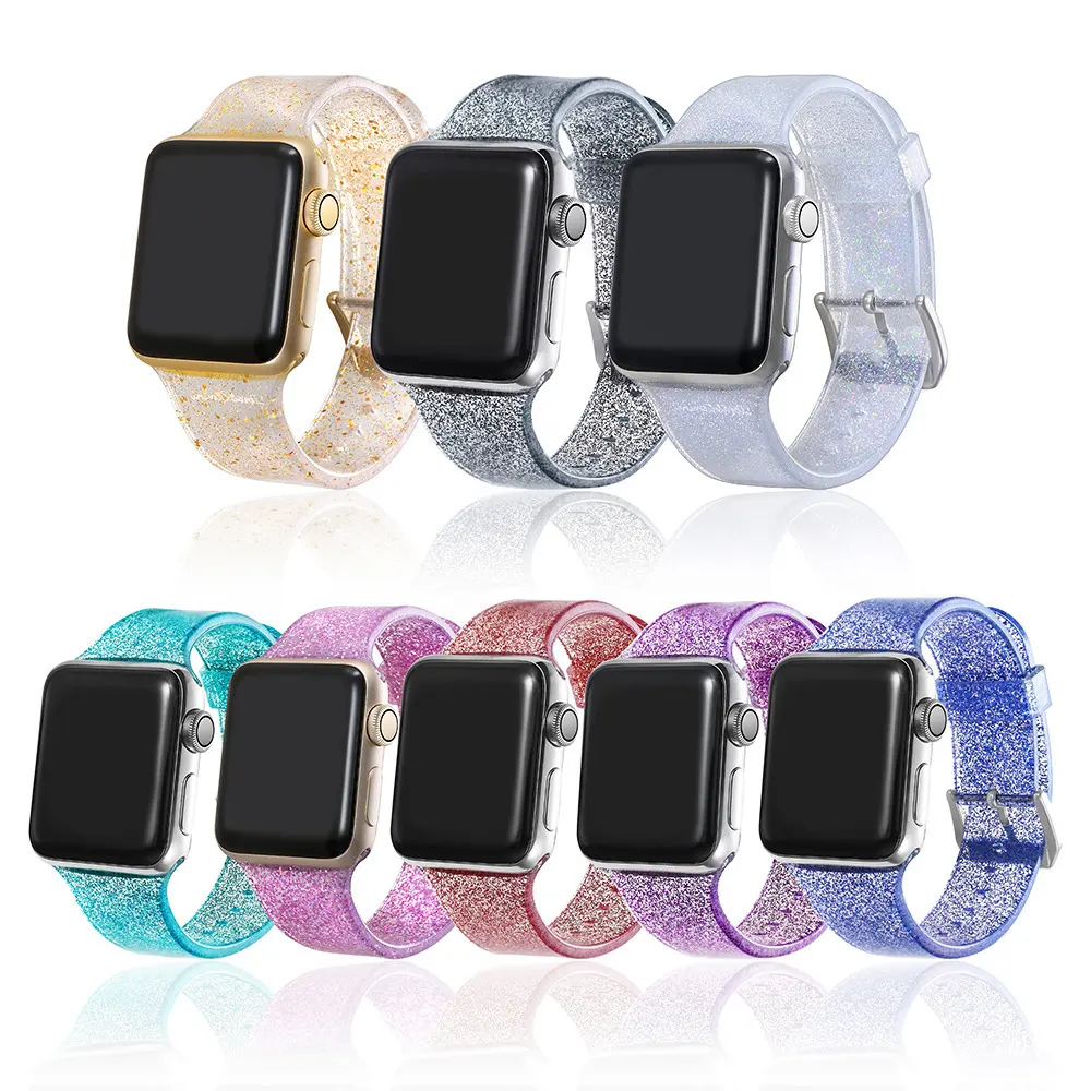 Uhren armbänder mit Edelstahls chnalle 38mm 40mm 42mm 44mm weiches Silikon Smart Watch Armband für Apple Watch