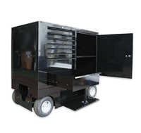 Chariot d'atelier mobile pour travaux de course, avec plan de travail et boîte à outils, pour espaces de travail extérieurs