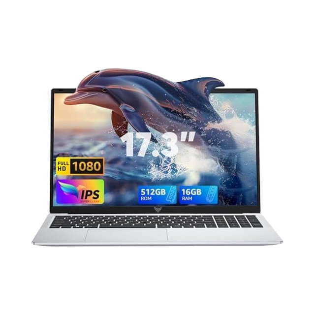 2025 17.3-Inch FHD Laptop Intel Quad Core 12th Gen Alder Lake (Up 3.6GHz) 16GB RAM/512GB SSD Windows 11 Silver