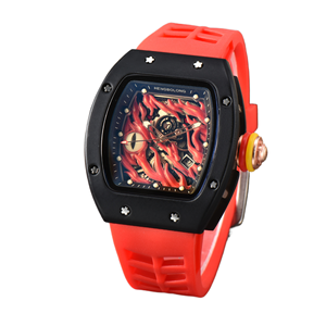 2024 새로운 와인 배럴 악마의 눈 슈퍼 강한 야간 조명 비 기계적 중공 플라이휠 남성용 시계 - Product Image 1