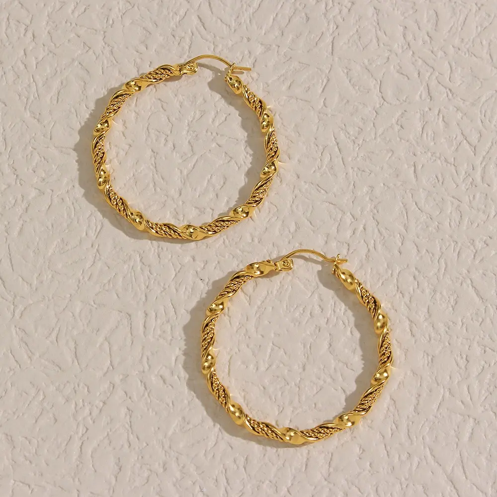 Orecchini di gioielli Non appannati orecchini da donna a cerchio in oro 18 carati orecchini a cerchio in acciaio inossidabile a cerchio grande