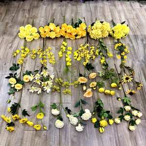 Fabricants de fleurs artificielles LO-720, fleurs en soie jaunes en gros, décoration de centre de table pour mariage et événements - Product Image 3