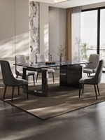 Table à manger italienne Super Crystal rectangulaire, moderne et minimaliste, en marbre naturel, style luxe léger, plateau en pierre de luxe