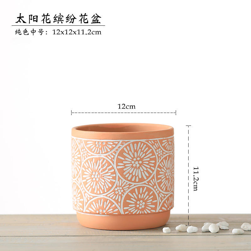 Tournesol argile rouge couleur unie taille moyenne 12cm