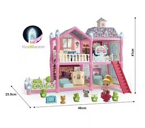 Nouveau design Toddler Playhouse 2-Story 4 Rooms Dollhouse Toy avec meubles et accessoires pour filles - Product Image 4