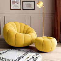 Nouveau design Fauteuil lounge citrouille, canapé paresseux en peluche d'agneau blanc, style tatami, luxe léger, pour chambre et salon, petit canapé relax