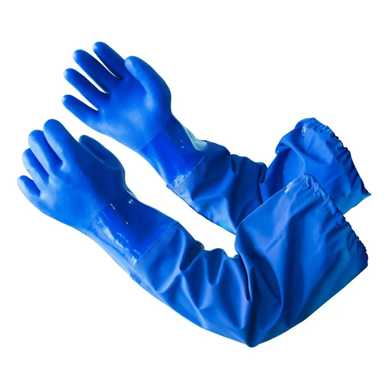 HBC Blue Work Schutz handschuh Anti-Chemische Säure Langarm Reinigung Hochleistungs-Industrie-PVC-Chemikalien sicherheits handschuh