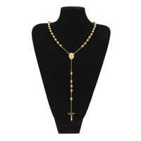 Accessoires de bijoux en acier inoxydable avec croix en or jaune, style chapelet