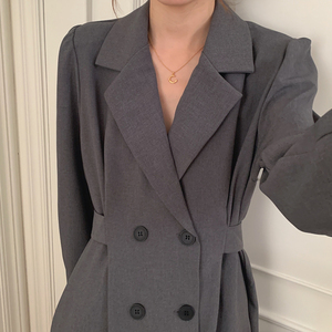 NUOVO <span class=keywords><strong>Abito</strong></span> Autunnale Retrò con Design Unico, Collo a Risvolto, Doppio Petto, Vita Stretta, Maniche Lunghe, Slim Fit, Lunghezza Media - Product Image 6