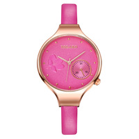 Montre Femme Tendance à Cadran Floral Unique, Montre à Quartz avec Bracelet en Cuir, Montre-Bracelet pour Femme, Personnalisation Usine