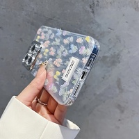 Coque de téléphone portable à fleurs colorées pour iPhone 16 17 18 Pro Max 14 Plus 13, coque arrière brillante en fil laser effet plume