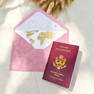 Custom <b>Wedding</b> Passport <b>Invitation</b> Wallet <b>Envelope</b> with Gold Foil World Map Design for Destination Travel <b>Weddings</b> - Product Image 6