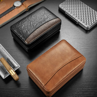 Sac à cigares en cuir véritable JH Wholesale Handbag pour 7 cigares avec hygromètre, accessoires pour humidor à cigares