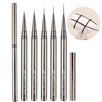Lot de pinceaux professionnels en métal pour nail art, pour détails fins, gel, peinture et dessin, stylo liner fin pour rayures