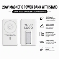 Chargeur sans fil magnétique rapide 20W avec support pliable, batterie externe 5000mAh 10000mAh 15W Qi Type-C PD, logo personnalisé