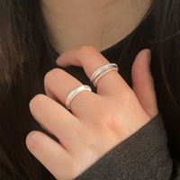 Bague géométrique mate en argent sterling S925 pour femme, version coréenne, cadeau, design élégant et délicat, luxe léger