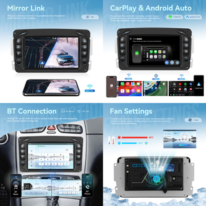 Podofo 7 ''8 Core Qualcomm Android <span class=keywords><strong>autoradio</strong></span> stéréo 4 + 64G IPS écran CarPlay/Android Auto GPS WiFi ventilateur de refroidissement pour <span class=keywords><strong>mercedes</strong></span>-benz - Product Image 2