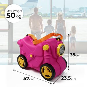 Kids <strong>Suitcase</strong> with Wheels Ride on Carry on Sit on Hand Luggage Cabin Trolley <strong>Children</strong> <strong>Suitcase</strong> Pink Travel Bags Boys &amp; Girls - Product Image 5