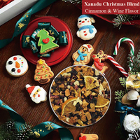 Mélange de Noël |   Vin chaud aromatisé à la cannelle, pomme, mangue, raisin, clou de girofle et hibiscus |   Boisson au thé chaude et froide |   Sac cadeau OEM