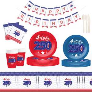 DAMAI - Juego de Artículos para Fiesta del 4 de Julio, Kit con Temática Patriótica para Decoraciones del Día de la Independencia y Día de las Elecciones, Decoraciones para Fiestas, para 8 Personas - Product Image 2