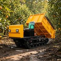 Camion benne sur chenilles à moteur diesel à commande flexible, petit transporteur sur chenilles avec pelle de chargement hydraulique, capacité de la benne de 2 tonnes