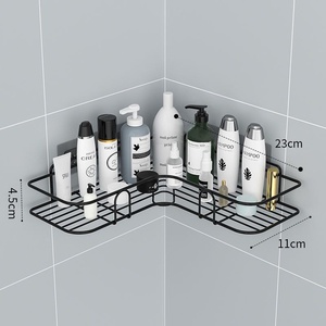 Estante de almacenamiento de metal montado en la pared, estante de esquina de baño sin taladro, estante de lavado triangular para inodoro, acceso para vajilla - Product Image 6