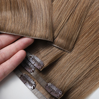 Fournisseur de trame de peau d'extensions humaines naturelles vierges invisibles à clip injectées de PU sans couture de cheveux européens à double tirage de luxe