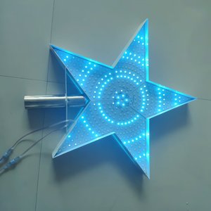Estrella de Cinco Puntas Iluminada por Ambos Lados, 60 cm de Diámetro, Equipada con Fuente de Alimentación y Transformador, 220V 110V - Product Image 6