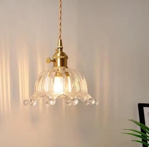 Lámpara de lujo con forma de flor LED de latón posmoderno, lámpara colgante de cristal transparente de diseñador para comedor - Product Image 5