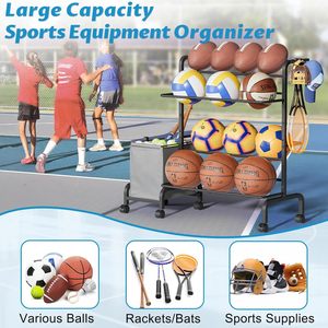 Basketball <b>storage</b> rack, adjustable basketball display rack, outdoor basketball <b>cart</b>, garage/gym exercise equipment <b>storage</b> rack - Product Image 2