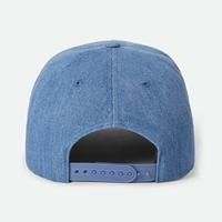 Casquette de baseball structurée à 5 panneaux en jean bleu avec patch tissé, style mode haut de gamme, pour casquettes snapback personnalisées
