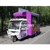 Nieuwe roestvrijstalen 3-wielige ijscowagen/hotdogkraam/snackwagen met ingebouwde stroomvoorziening, roestbestendig, te koop