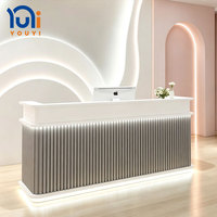 Comptoir de réception moderne pour salon avec éclairage LED, mobilier commercial pour salon de beauté, salon de coiffure, spa, magasin
