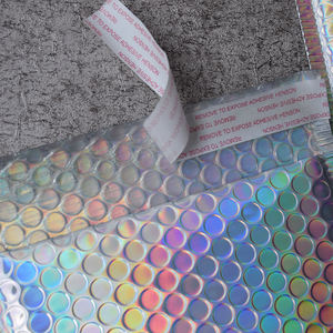Bolsa de envío de correo de polietileno holográfica blanca púrpura Rosa recuperable personalizada, sobre acolchado metálico respetuoso con el medio ambiente, envío de burbujas - Product Image 3