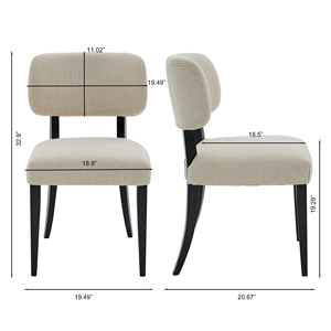 Ensemble de 2 chaises de salle à manger en bois, chaises de cuisine modernes rembourrées en tissu - Product Image 6