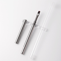 Pinceau à ongles en nylon à pointe ovale plissée, manche métallique, maintien stable du gel, outils de construction 3D pour gel UV et acrylique – Vente chaude