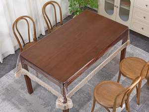 OFERTA ESPECIAL - <span class=keywords><strong>Mantel</strong></span> transparente de PVC <span class=keywords><strong>con</strong></span> borde de flecos blancos - Product Image 3