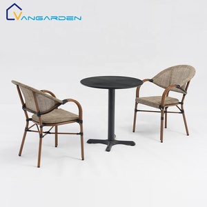 <strong>Bamboo</strong> Powder Coated <strong>Bistro</strong> Outdoor Garden Furniture Iron Dining <strong>Table</strong> and <strong>Chair</strong> <strong>Set</strong> for Backyard - Product Image 4