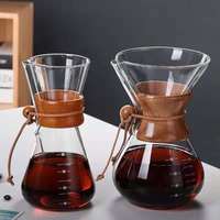Carafe à café isotherme en verre borosilicate de 600 ml pour café arabica, avec manchon en bambou, pour partage