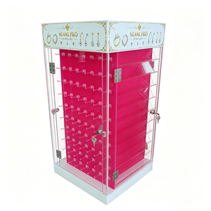 Vetrina Espositiva per Gioielli <span class=keywords><strong>Miami</strong></span> Pro con Illuminazione a LED, Base Girevole e Armadietto Verticale in Acrilico con 10 Ripiani per Uso Interno - Product Image 3