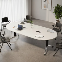 Table de conférence pliante en bambou Mekia, design moderne et minimaliste, mobile, 10 places, pour bureau, salle de réunion, extérieur