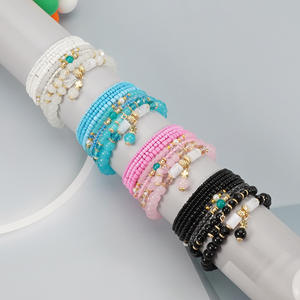 Fashion <b>Beaded</b> <b>Bracelets</b> Set Multi Layer Elastic Boho Style For Women Gift Made In China - Product Image 3