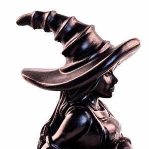 Figura De Bruja De Halloween De <span class=keywords><strong>Resina</strong></span> Estatua Con Escoba Adorno Luz LED Decoración De Mesa Fiesta - Product Image 4